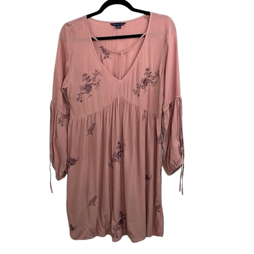 American Eagle Pullover Embroidered Mauve Boho Dress size Medium